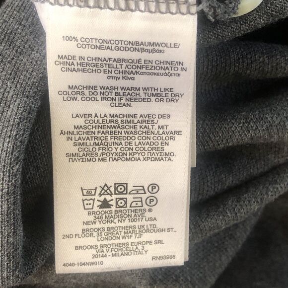 Brooks Brothers Mens Gray Golden Sheep Logo Polo Shirt Slim Fit Tag Size Large - Picture 15 of 15